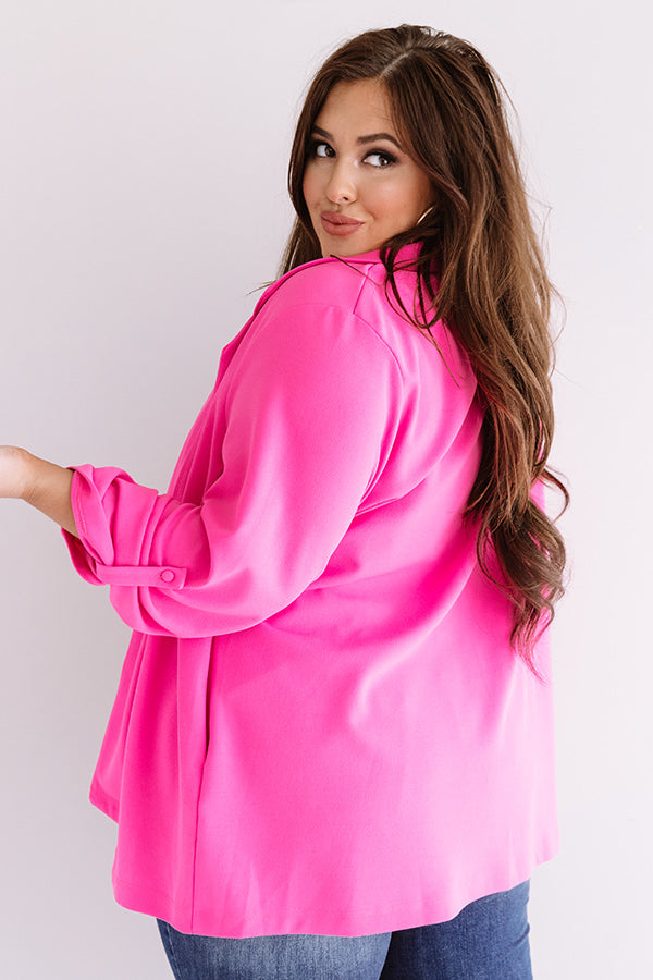 Fashion's Latest Blazer in Hot Pink Curves Image - 4