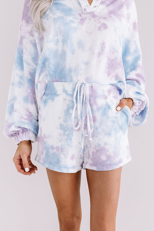 Cappuccinos And Chill Tie Dye Shorts In Blue Image - 3