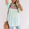 Barefoot In Barcelona Embroidered Top In Mint Image - 1