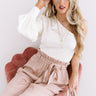 Front Page News Satin Top In Cream Image - 1