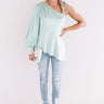 Front Page News Satin Top In Mint Image - 1