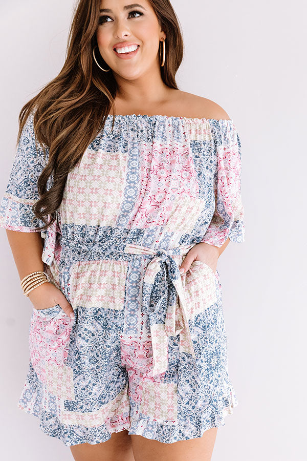 Pompeii Please Off Shoulder Romper In Pink Curves Image - 2