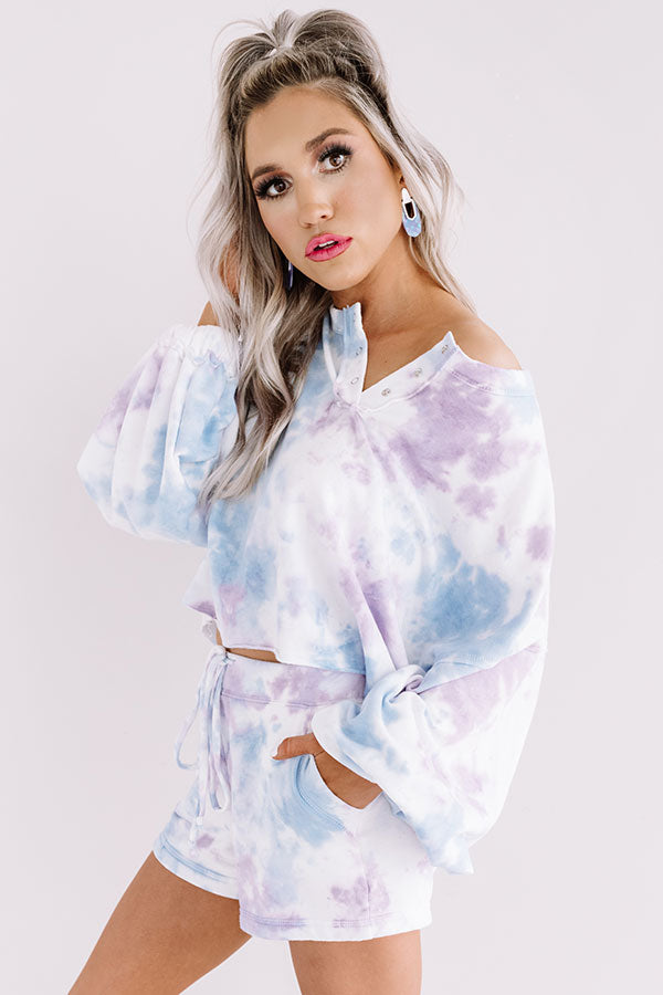 Cappuccinos And Chill Tie Dye Sweatshirt In Blue Image - 2