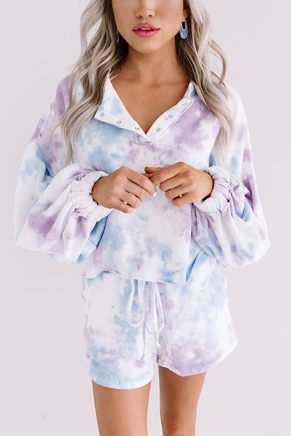 Cappuccinos And Chill Tie Dye Sweatshirt In Blue Image - 5
