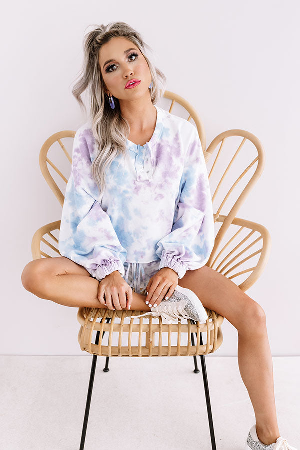 Cappuccinos And Chill Tie Dye Sweatshirt In Blue Image - 1