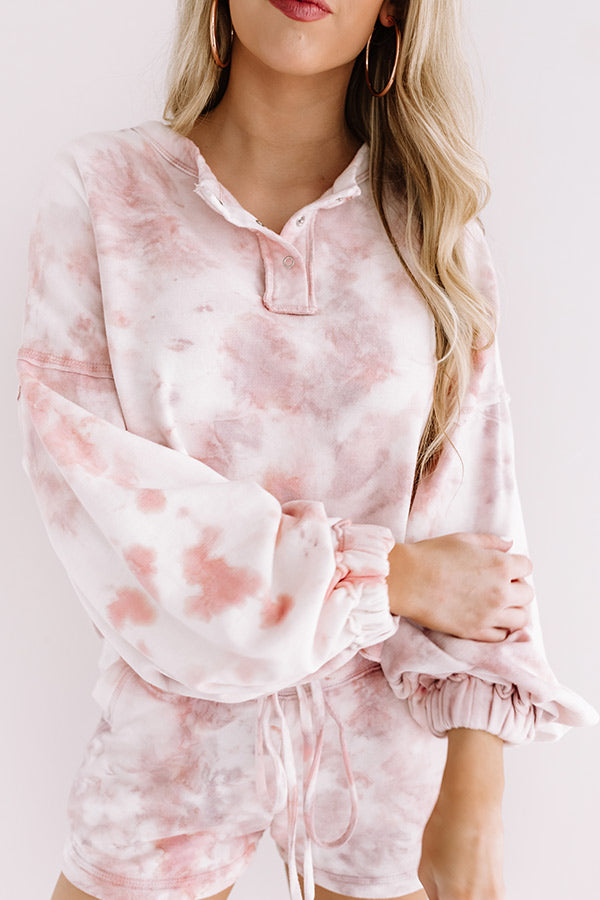 Cappuccinos And Chill Tie Dye Sweatshirt In Blush Image - 2