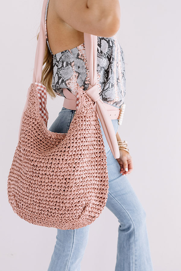 Sunny Situation Woven Tote In Blush Image - 3