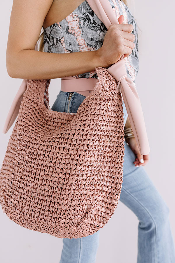 Sunny Situation Woven Tote In Blush Image - 2