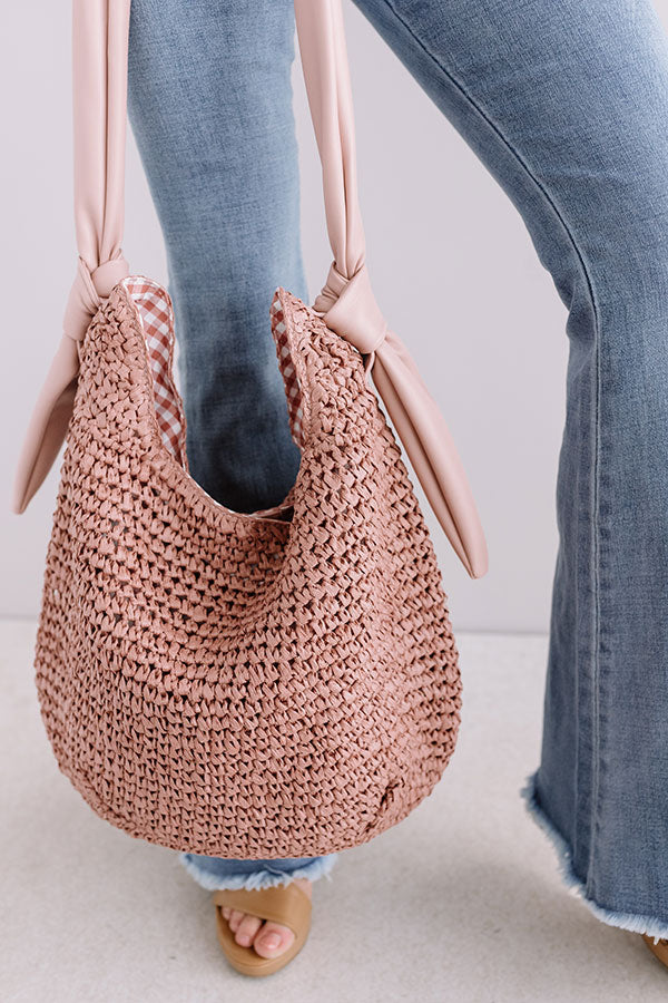 Sunny Situation Woven Tote In Blush Image - 4