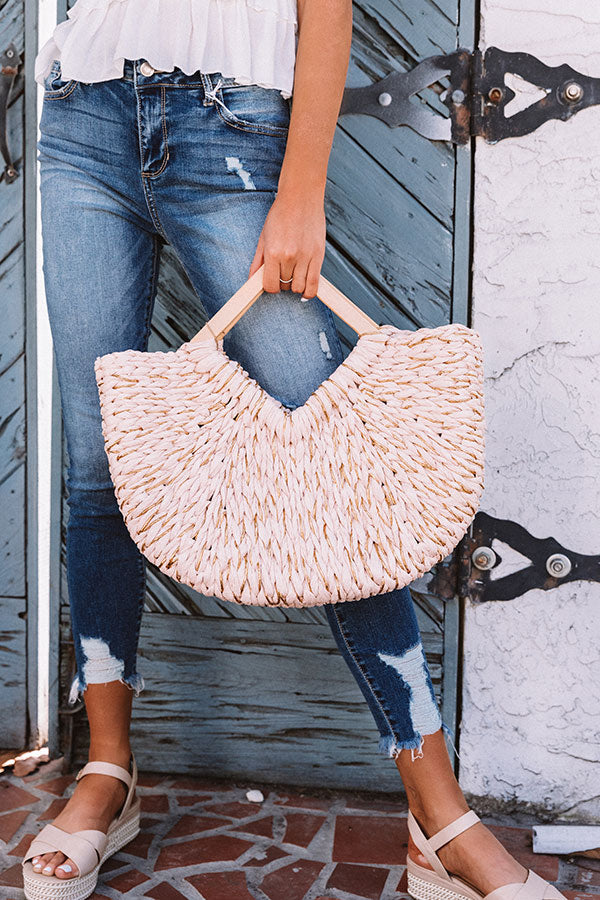 Oceanside Dreaming Woven Tote In Rose Quartz Image - 2