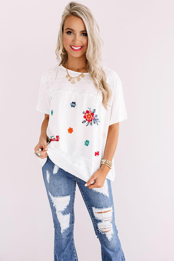 Floral Whispers Embroidered Shift Top in Green Image - 2