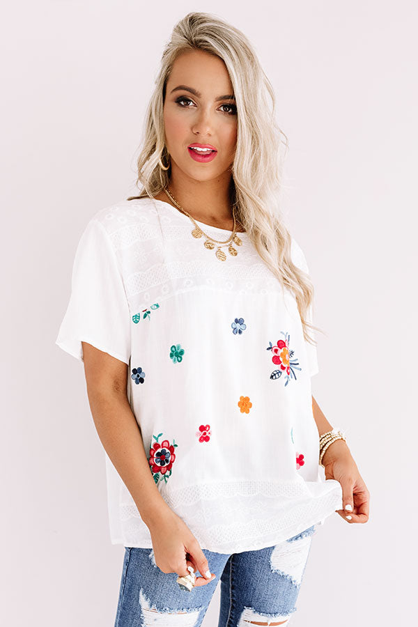 Floral Whispers Embroidered Shift Top in Green Image - 4