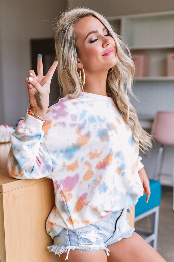 Comfort Zone Tie Dye Sweatshirt in Cream Image - 1