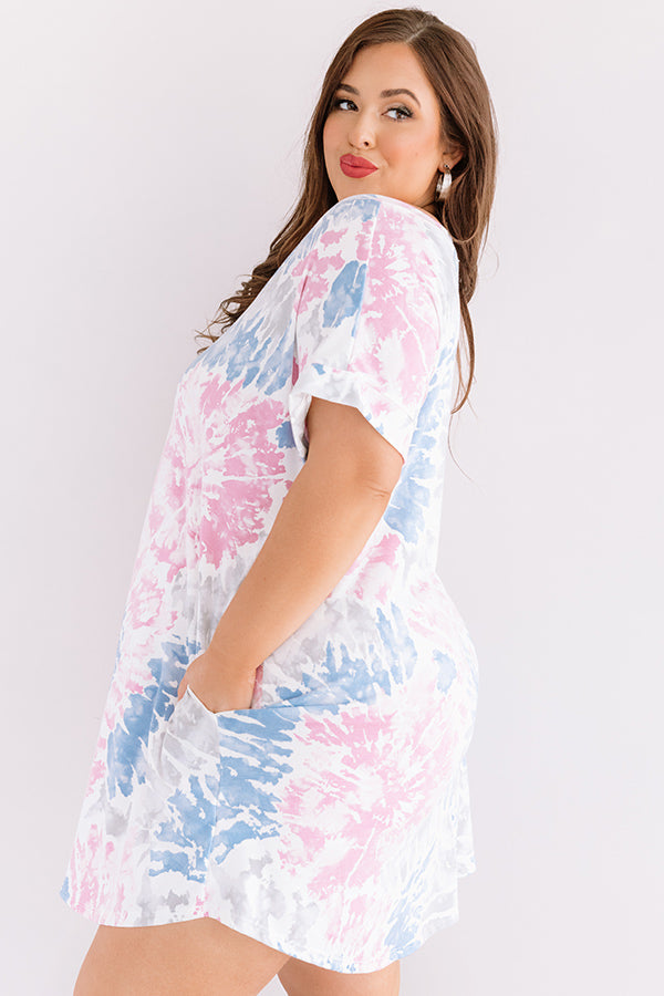 Beyond The Beach Tie Dye Shift Dress in Blush Curves Image - 5