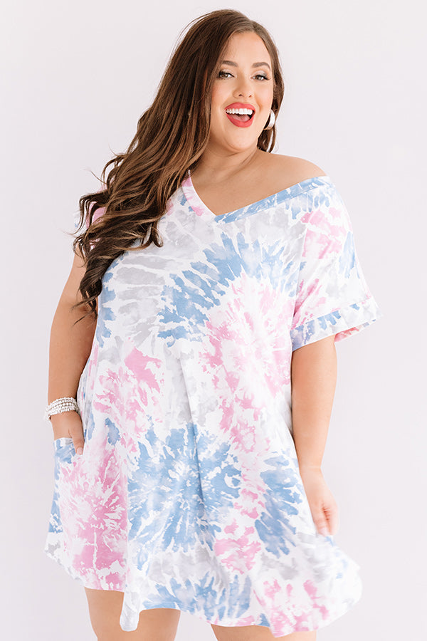 Beyond The Beach Tie Dye Shift Dress in Blush Curves Image - 3