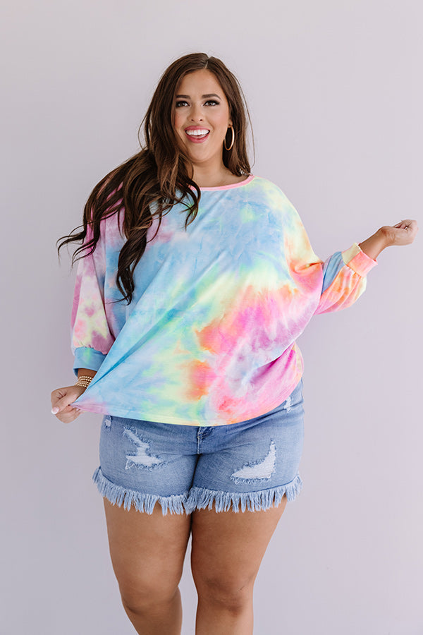 First Kiss Tie Dye Sweatshirt In Blue Curves Image - 3