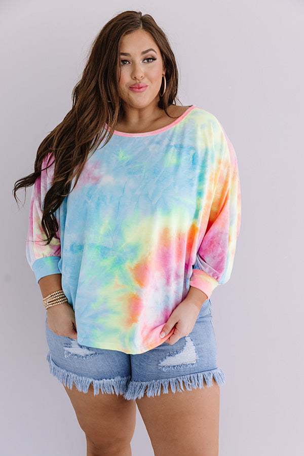 First Kiss Tie Dye Sweatshirt In Blue Curves Image - 4
