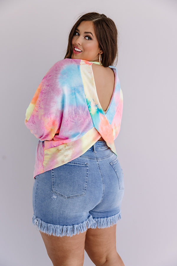 First Kiss Tie Dye Sweatshirt In Blue Curves Image - 5