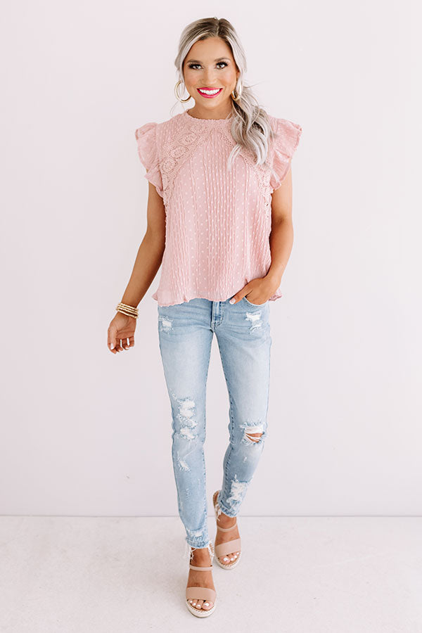 Sailing To Santorini Crochet Top In Blush Image - 2