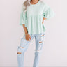 City Skies Babydoll Top In Mint Image - 1