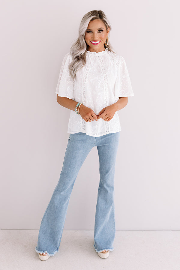 Blossom Brunch Embroidered Top In White Image - 1