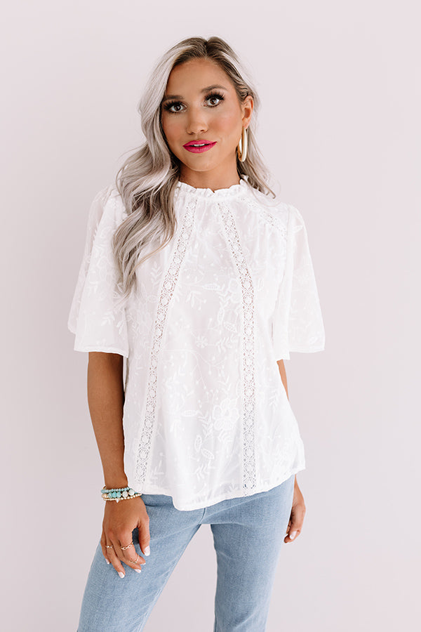 Blossom Brunch Embroidered Top In White Image - 2