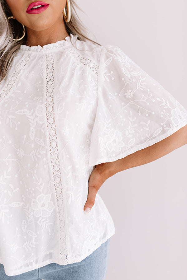 Blossom Brunch Embroidered Top In White Image - 3