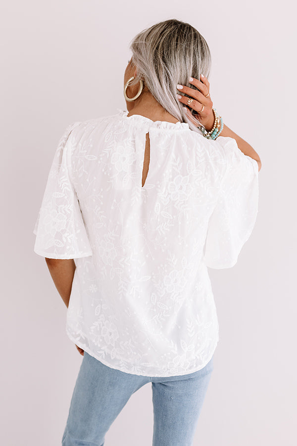 Blossom Brunch Embroidered Top In White Image - 4