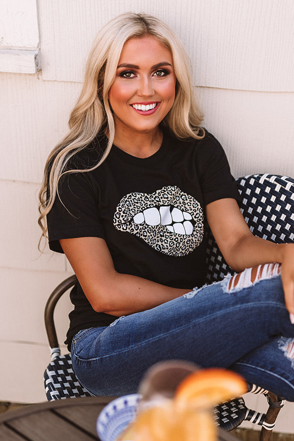 Leopard Lips Shift Tee in Black – Impressions Online Boutique