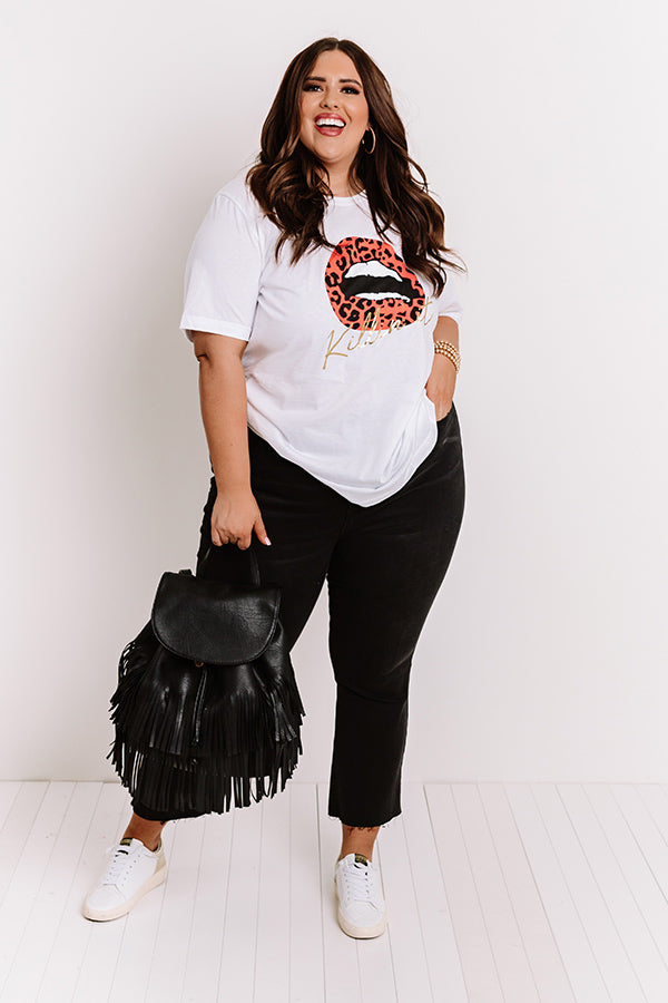 Killin' It Leopard Lips Shift Tee in White Curves Image - 1