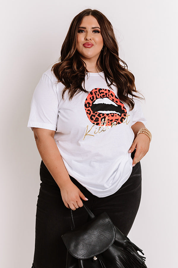 Killin' It Leopard Lips Shift Tee in White Curves Image - 3
