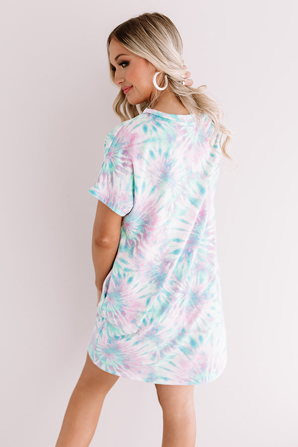 Beachy Mood Tie Dye T-Shirt Dress in Ocean Wave Image - 5