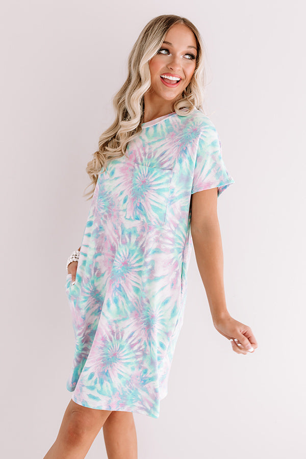 Beachy Mood Tie Dye T-Shirt Dress in Ocean Wave Image - 3