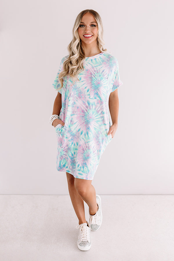 Beachy Mood Tie Dye T-Shirt Dress in Ocean Wave Image - 1