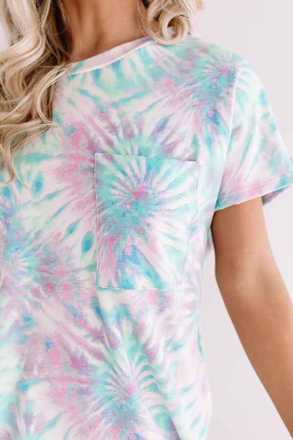 Beachy Mood Tie Dye T-Shirt Dress in Ocean Wave Image - 4