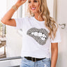 Leopard Lips Shift Tee in White Image - 1