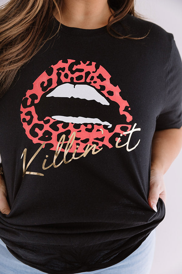 Killin' It Leopard Lips Shift Tee in Black Curves Image - 4