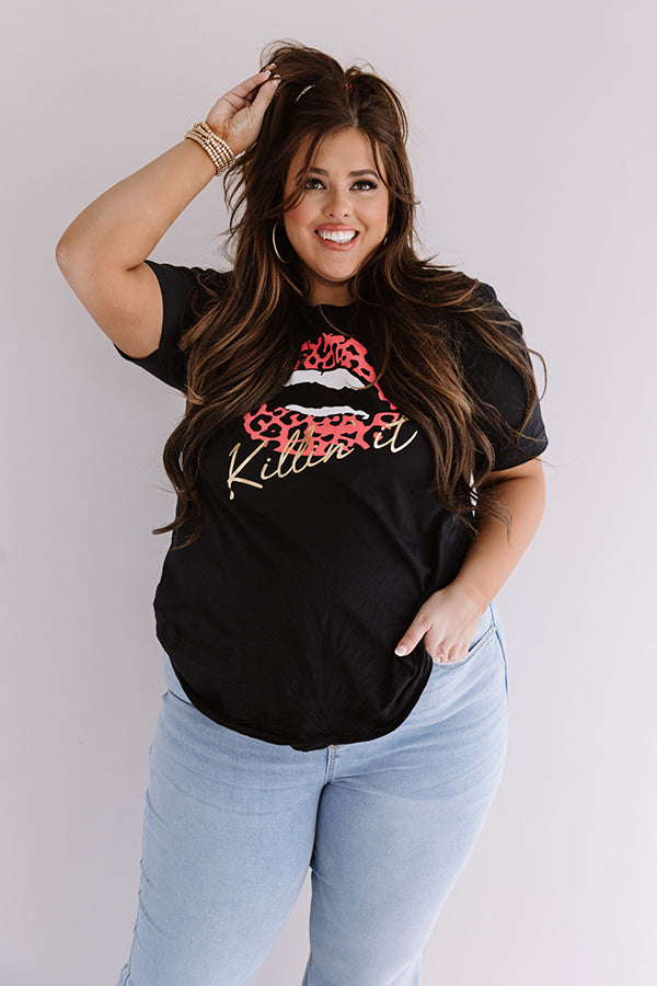 Killin' It Leopard Lips Shift Tee in Black Curves Image - 3