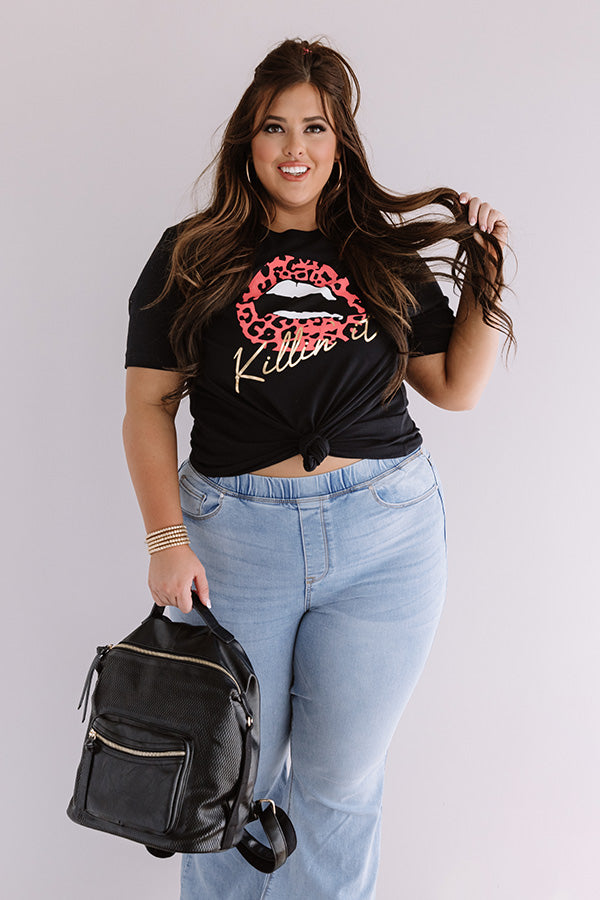 Killin' It Leopard Lips Shift Tee in Black Curves Image - 1