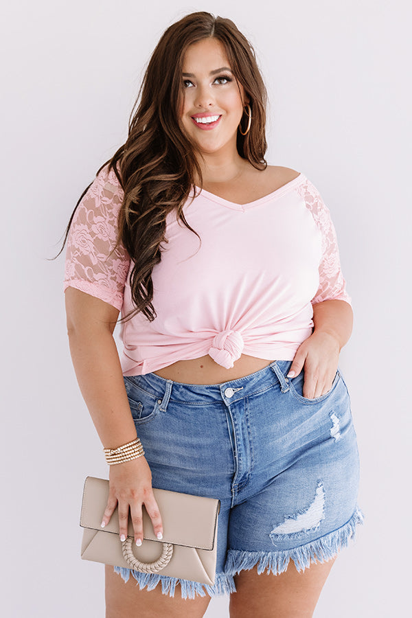 Style Reset Lace Shift Top In Pink Curves Image - 1