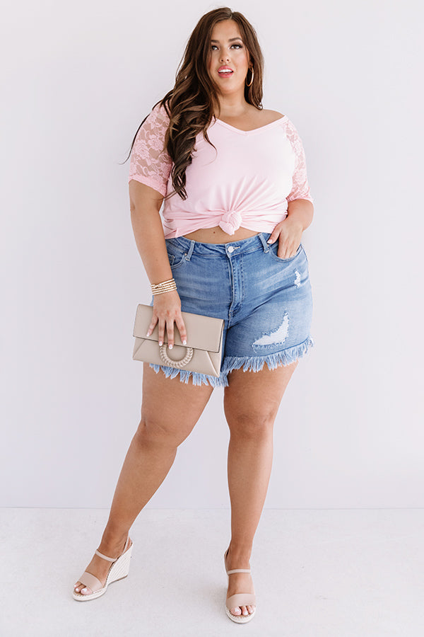 Style Reset Lace Shift Top In Pink Curves Image - 4