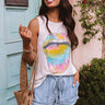Love To Laugh Tie Dye Tank in White Image - 1