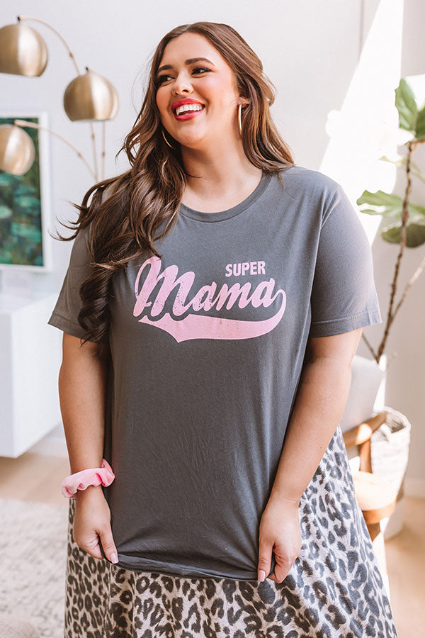 Super Mama Shift Tee In Charcoal Curves – Impressions Online Boutique