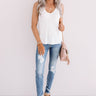 Taking Aim Knit Tank In White Image - 1