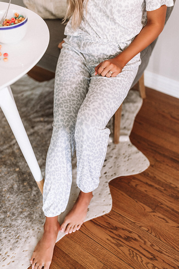 Committed To Cozy Leopard Joggers In White Image - 1