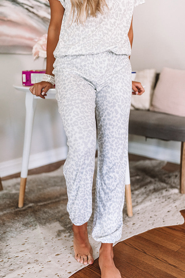 Committed To Cozy Leopard Joggers In White Image - 2