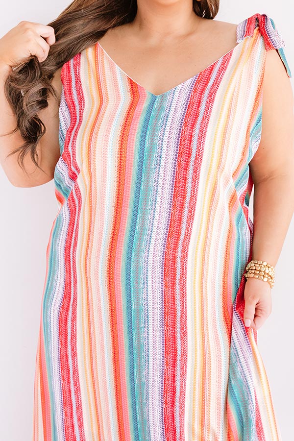 Santorini Skyline Stripe Maxi Dress Curves Image - 4