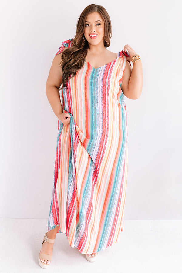 Santorini Skyline Stripe Maxi Dress Curves Image - 2