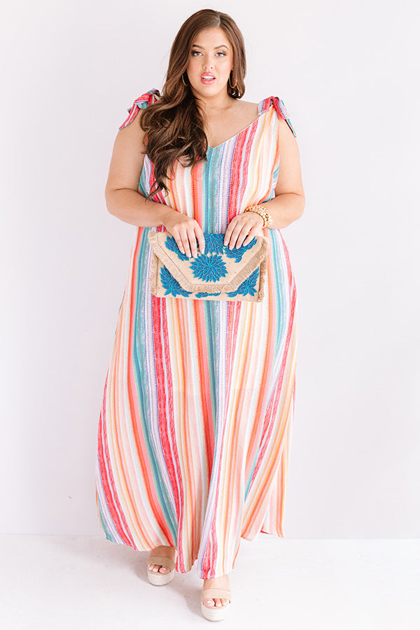 Santorini Skyline Stripe Maxi Dress Curves Image - 1