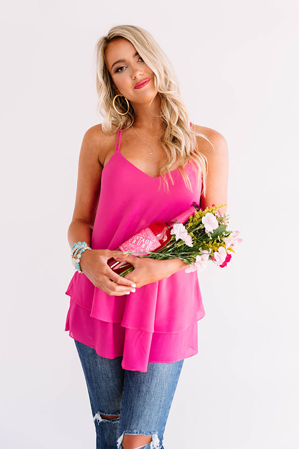 Sunkissed Shoulders Shift Tank In Fuchsia Image - 3